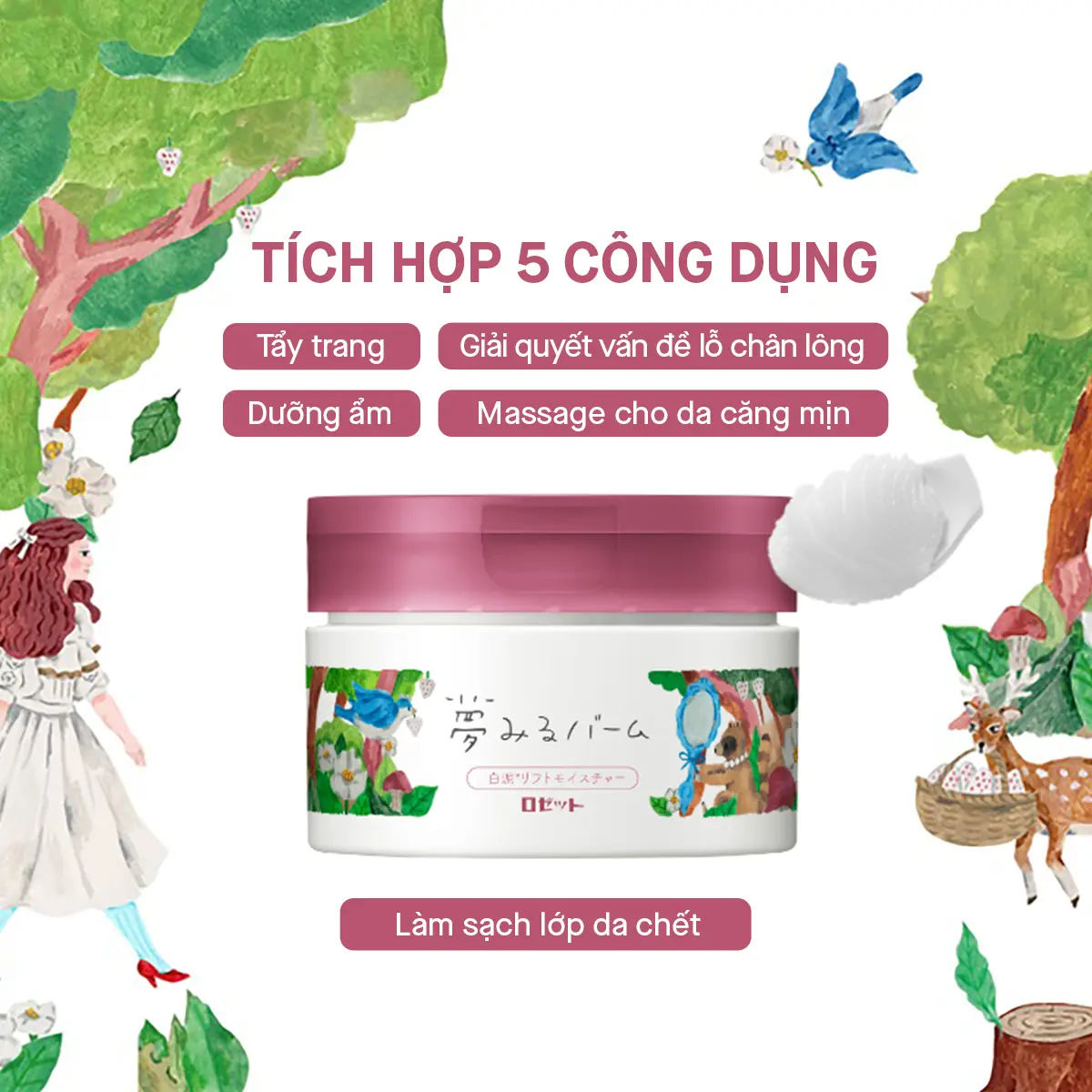 Sáp tẩy trang đất sét 90G Rosette Dreamy Balm White Clay Lift Moisture